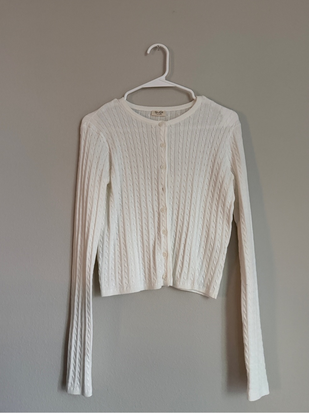 Brandy Melville Cream Cable-Knit Button Cardigan